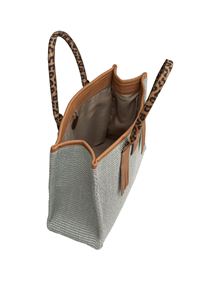 Τσάντα tote σε υλικό Raffia με δερμάτινα δεσίματα ΟΛΕΣ ΟΙ ΤΣΑΝΤΕΣ