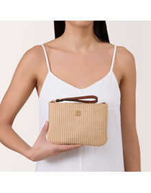 Φάκελος σε υλικό Raffia με δερμάτινα δεσίματα ΟΛΕΣ ΟΙ ΤΣΑΝΤΕΣ