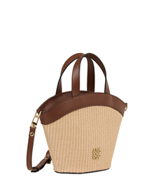 Top handle bag in Raffia material with leather trimming ALL BAGS