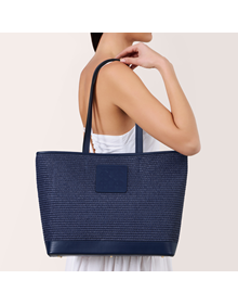 Shoulder bag in Raffia material with leather trimming ALL BAGS